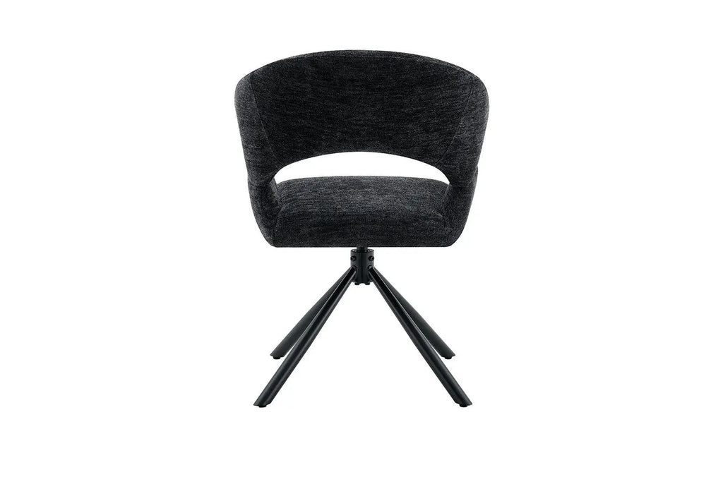 Chaise pivotante de salle à manger AMBERY, tissu noir