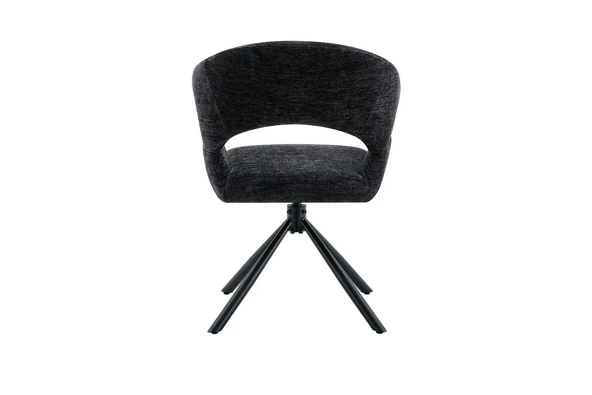 Chaise pivotante de salle à manger AMBERY, tissu noir