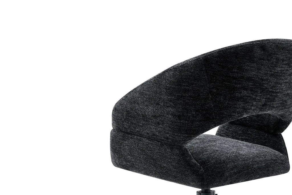 Chaise pivotante de salle à manger AMBERY, tissu noir