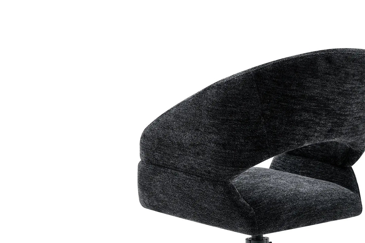 Chaise pivotante de salle à manger AMBERY, tissu noir