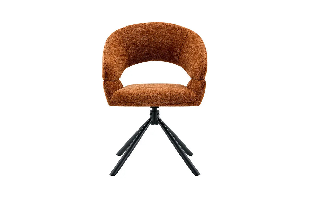 Chaise pivotante de salle à manger AMBERY, tissu orange