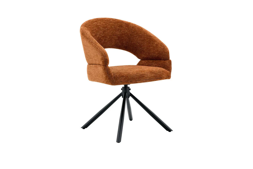 Chaise pivotante de salle à manger AMBERY, tissu orange
