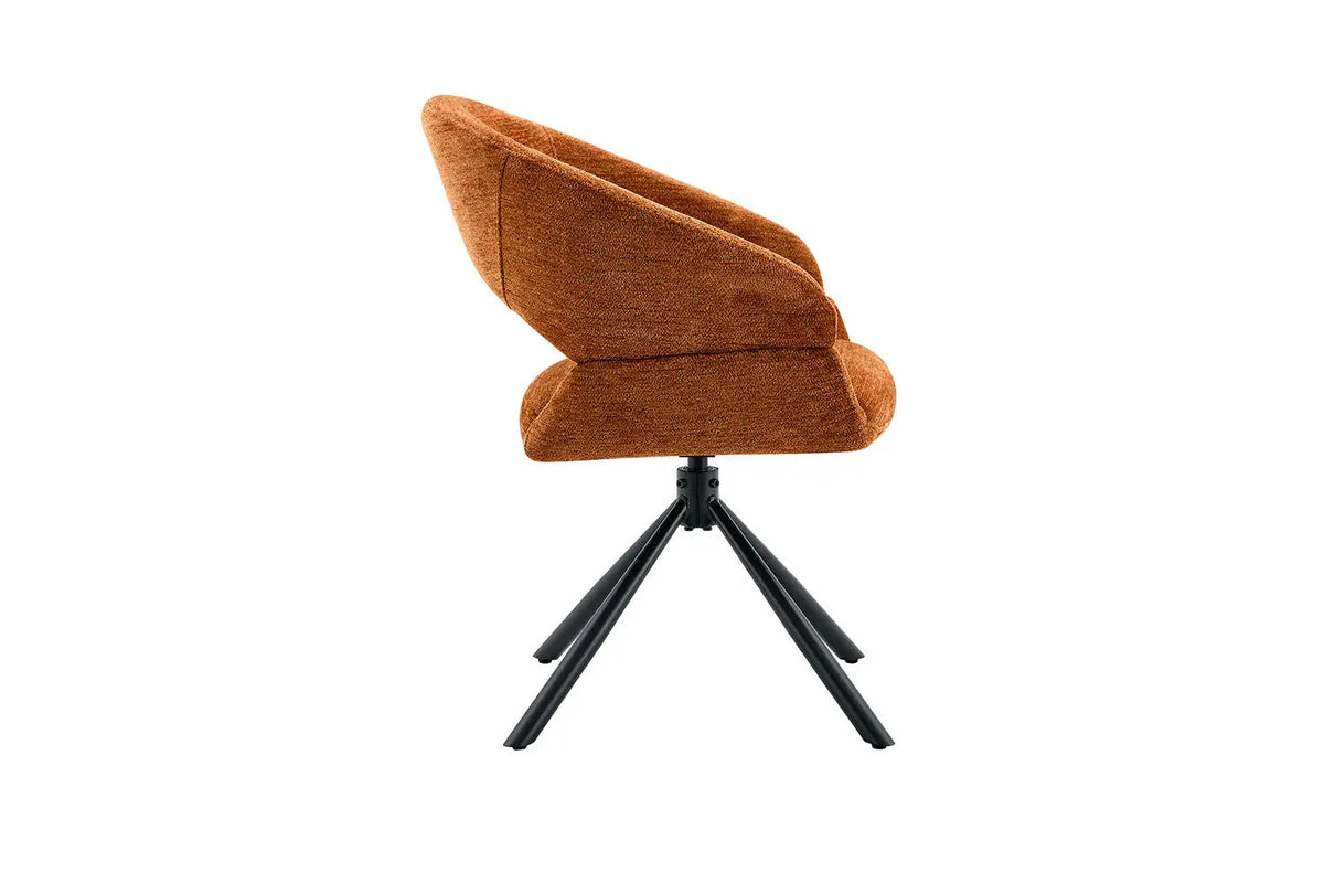 Chaise pivotante de salle à manger AMBERY, tissu orange