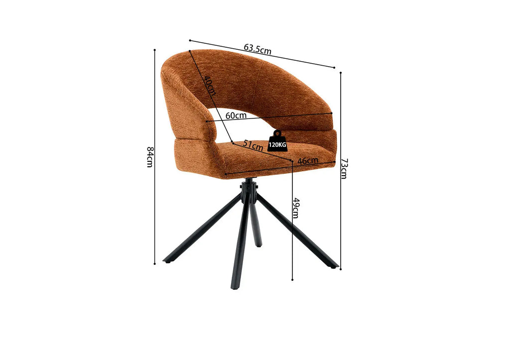 Chaise pivotante de salle à manger AMBERY, tissu orange