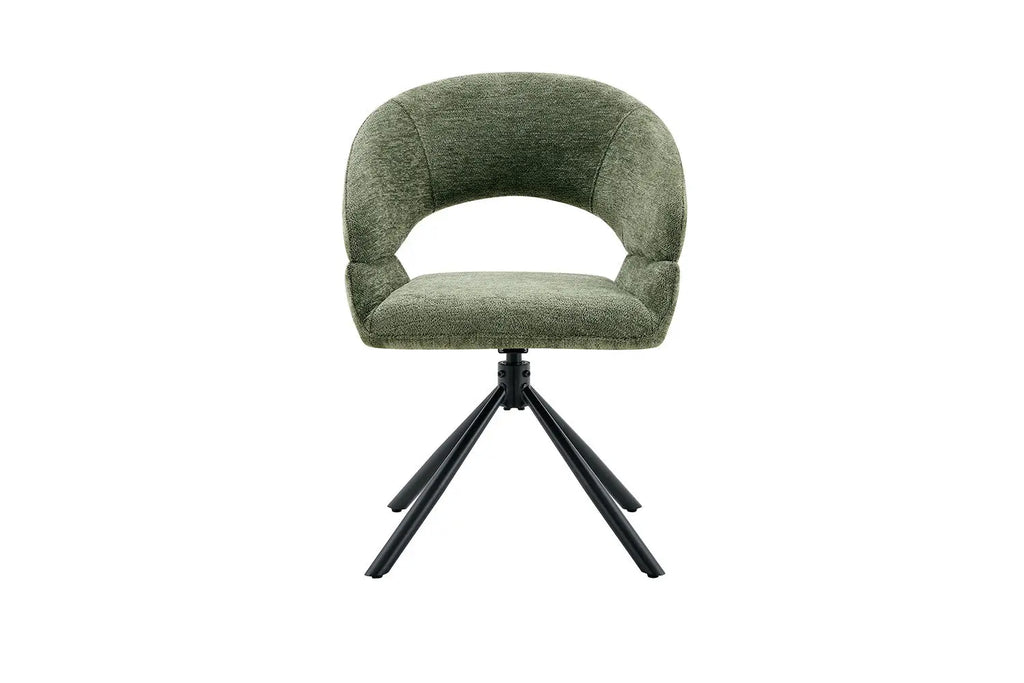 Chaise pivotante de salle à manger AMBERY, tissu vert