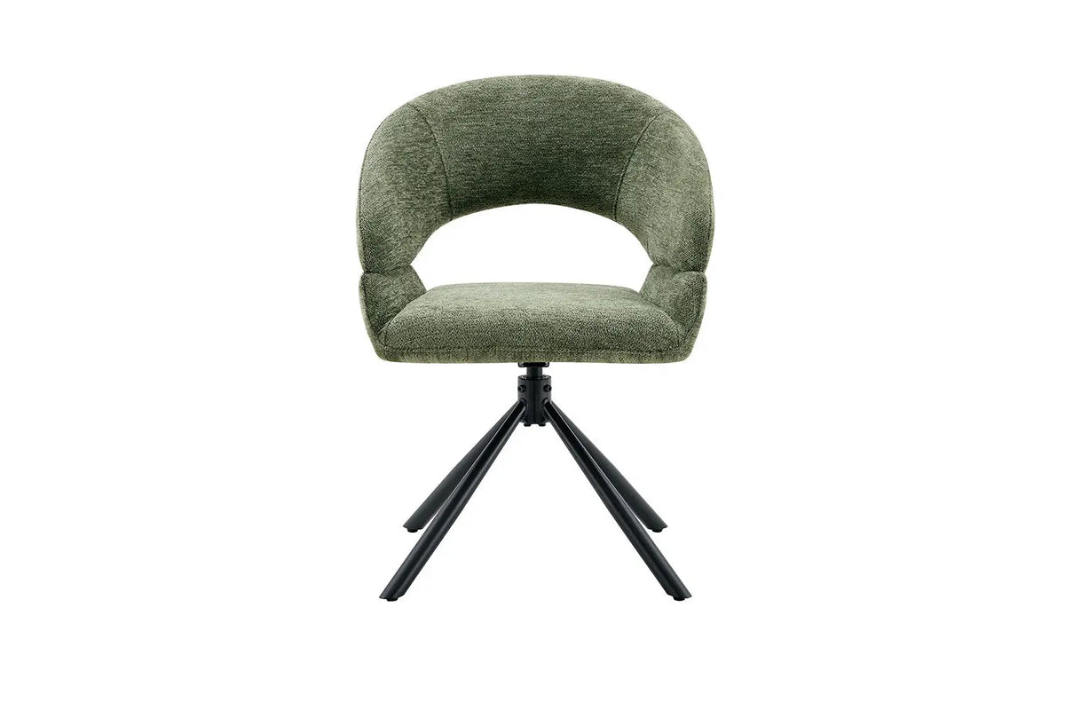 Chaise pivotante de salle à manger AMBERY, tissu vert