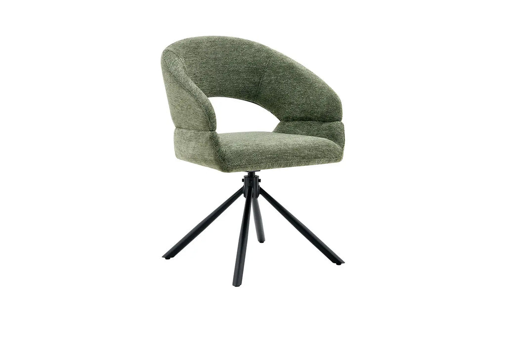 Chaise pivotante de salle à manger AMBERY, tissu vert