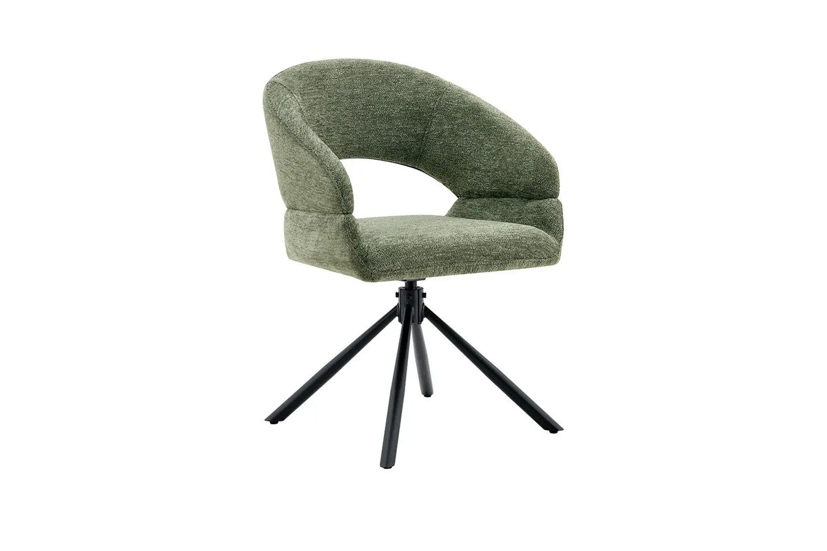 Chaise pivotante de salle à manger AMBERY, tissu vert