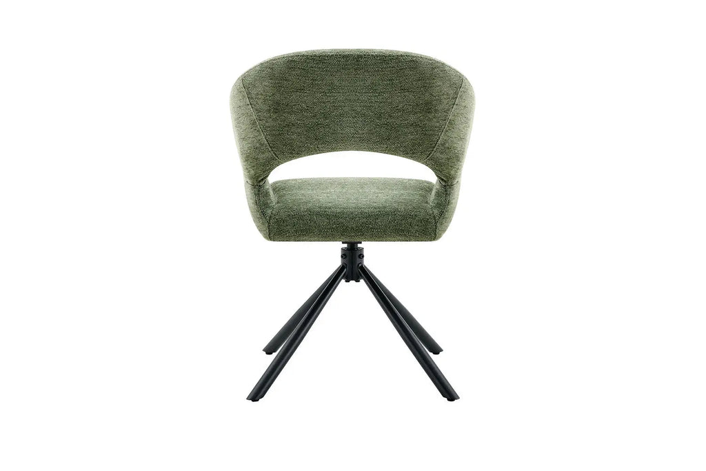 Chaise pivotante de salle à manger AMBERY, tissu vert