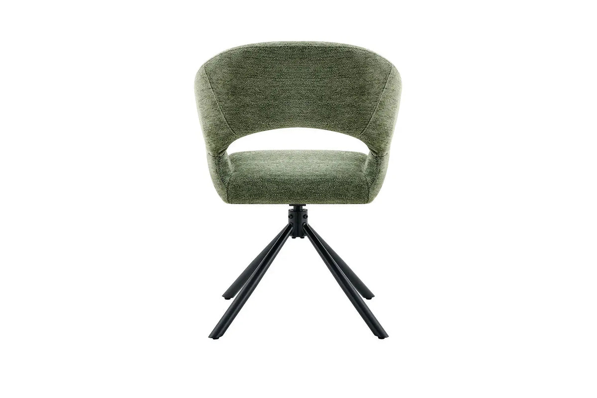 Chaise pivotante de salle à manger AMBERY, tissu vert
