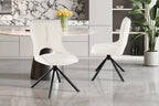 Chaise pivotante de salle à manger MORY en tissu beige – 48 x 59,5 cm | TIKAYLA