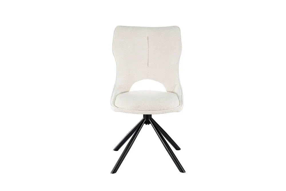 Chaise pivotante de salle à manger MORY en tissu beige – 48 x 59,5 cm | TIKAYLA