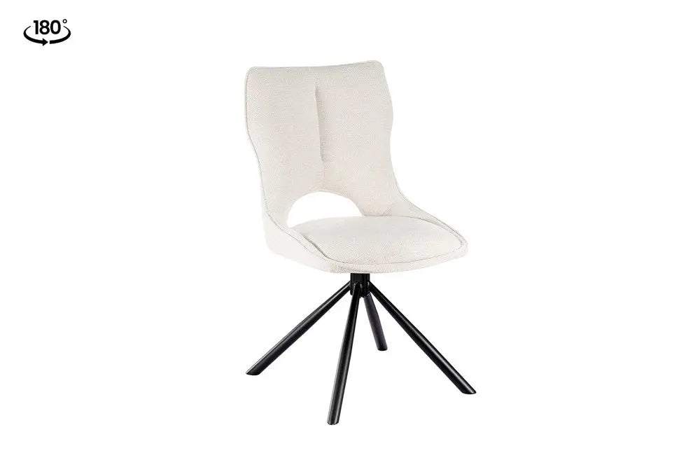 Chaise pivotante de salle à manger MORY en tissu beige – 48 x 59,5 cm | TIKAYLA