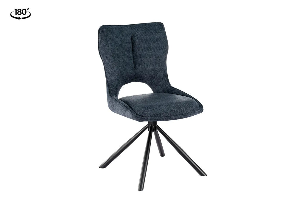 Chaise pivotante de salle à manger MORY en tissu bleu – 48 x 59,5 cm | TIKAYLA
