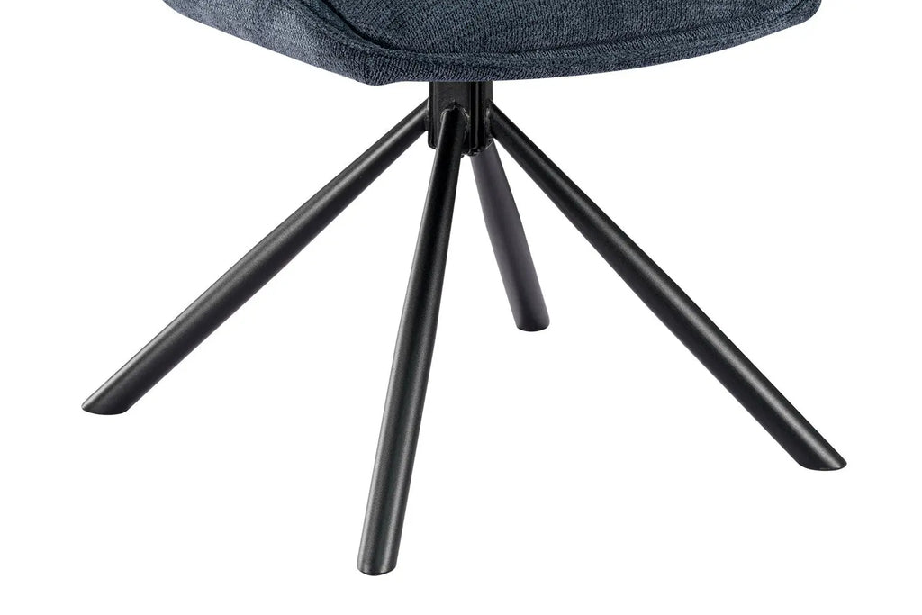Chaise pivotante de salle à manger MORY en tissu bleu – 48 x 59,5 cm | TIKAYLA