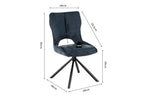 Chaise pivotante de salle à manger MORY en tissu bleu – 48 x 59,5 cm | TIKAYLA
