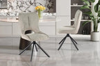 Chaise pivotante de salle à manger MORY en tissu gris clair – 48 x 59,5 cm | TIKAYLA
