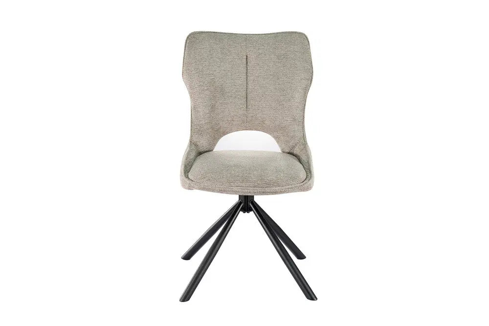 Chaise pivotante de salle à manger MORY en tissu gris clair – 48 x 59,5 cm | TIKAYLA