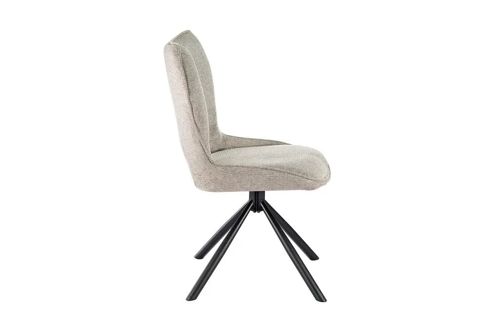 Chaise pivotante de salle à manger MORY en tissu gris clair – 48 x 59,5 cm | TIKAYLA
