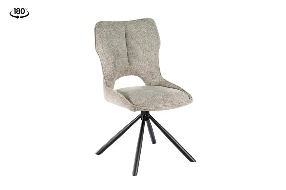 Chaise pivotante de salle à manger MORY en tissu gris clair – 48 x 59,5 cm | TIKAYLA