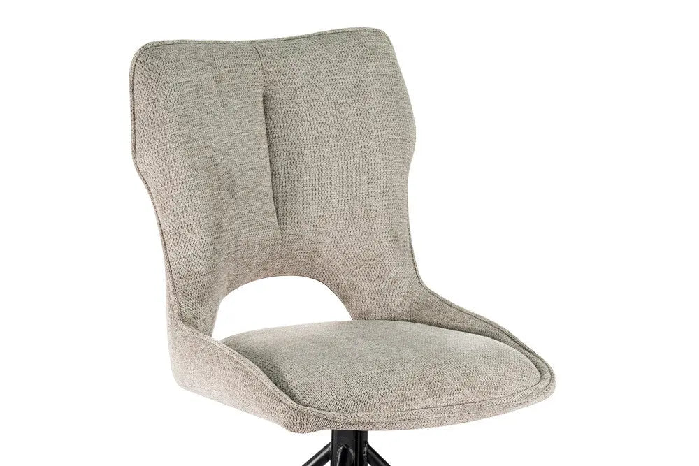 Chaise pivotante de salle à manger MORY en tissu gris clair – 48 x 59,5 cm | TIKAYLA