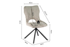Chaise pivotante de salle à manger MORY en tissu gris clair – 48 x 59,5 cm | TIKAYLA