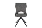 Chaise pivotante de salle à manger MORY en tissu gris foncé – 48 x 59,5 cm | TIKAYLA