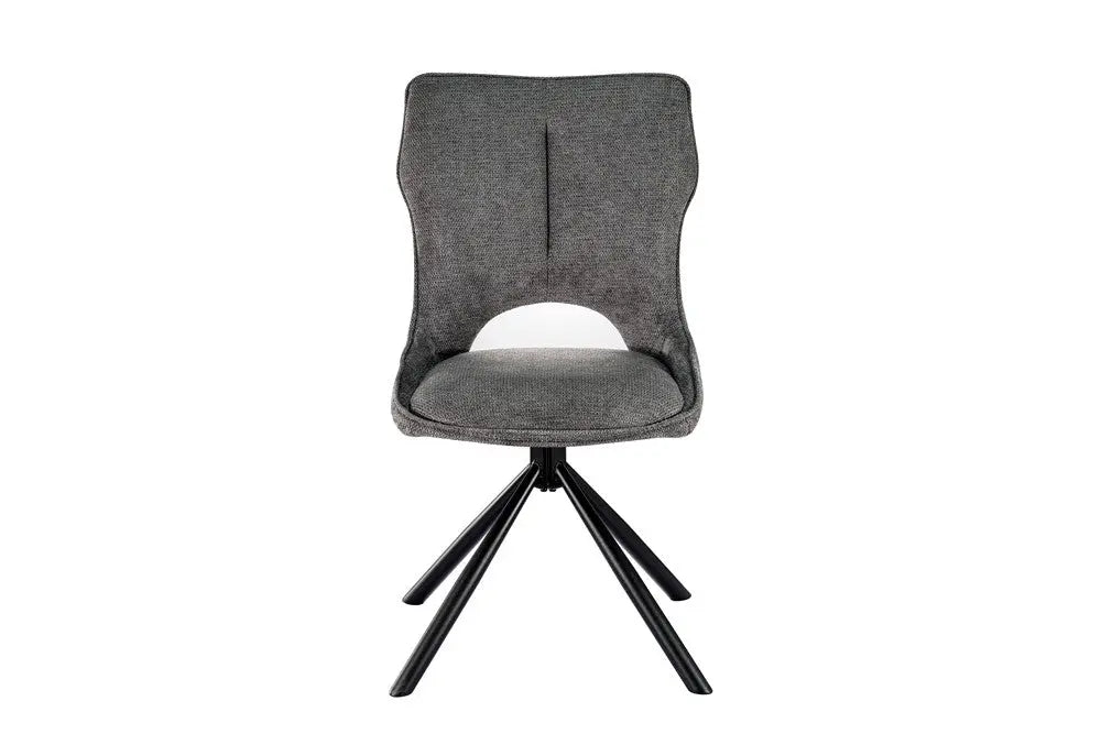 Chaise pivotante de salle à manger MORY en tissu gris foncé – 48 x 59,5 cm | TIKAYLA