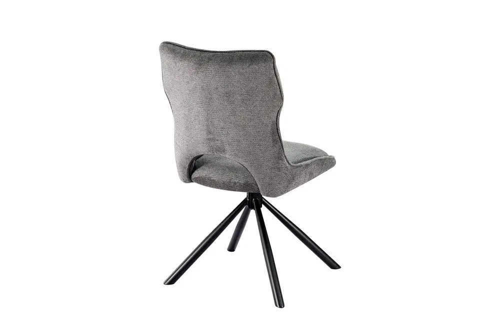Chaise pivotante de salle à manger MORY en tissu gris foncé – 48 x 59,5 cm | TIKAYLA