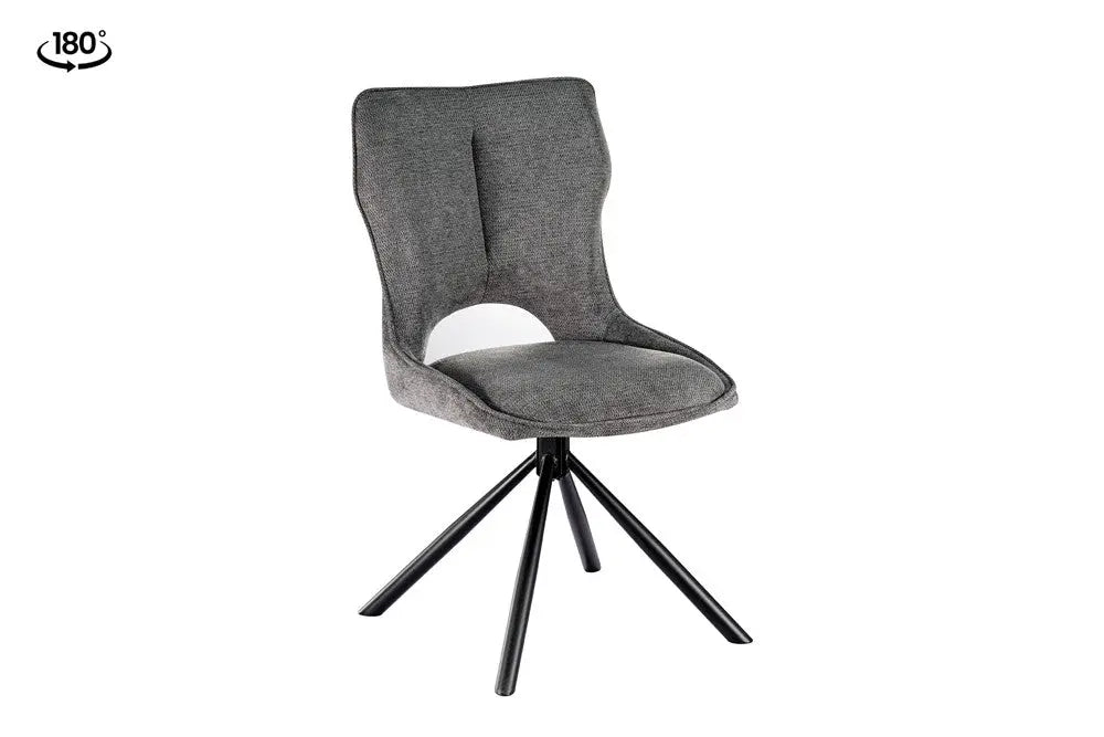 Chaise pivotante de salle à manger MORY en tissu gris foncé – 48 x 59,5 cm | TIKAYLA