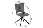 Chaise pivotante de salle à manger MORY en tissu gris foncé – 48 x 59,5 cm | TIKAYLA