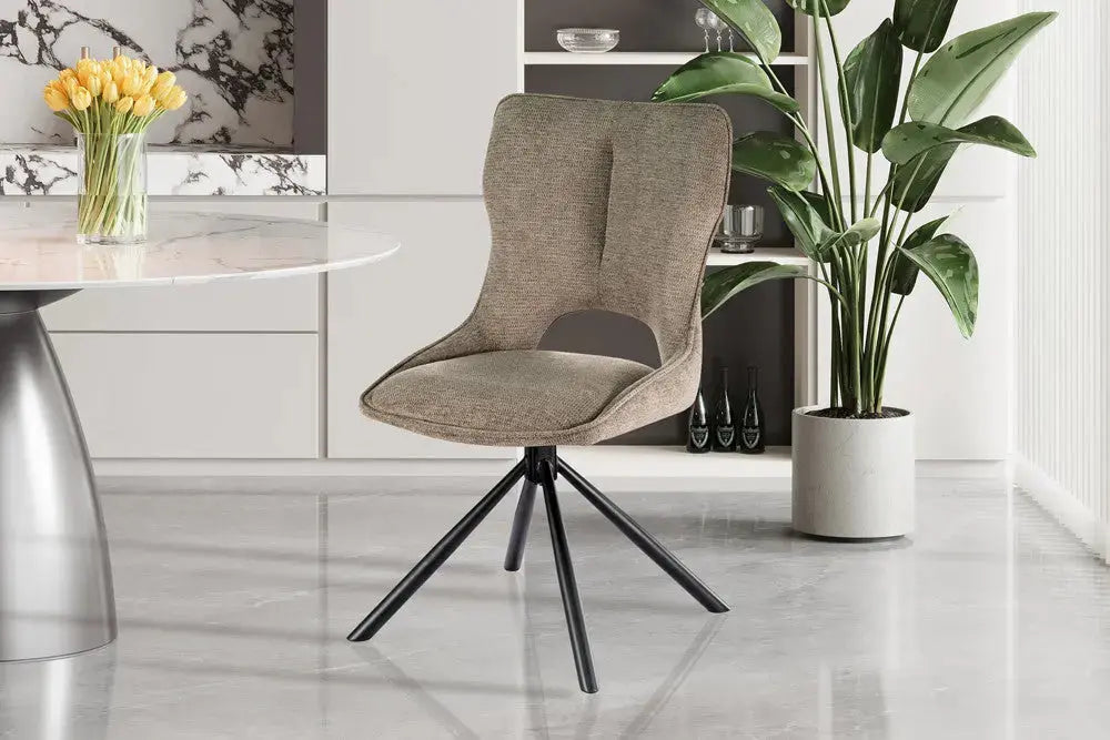 Chaise pivotante de salle à manger MORY en tissu poivre – 48 x 59,5 cm | TIKAYLA