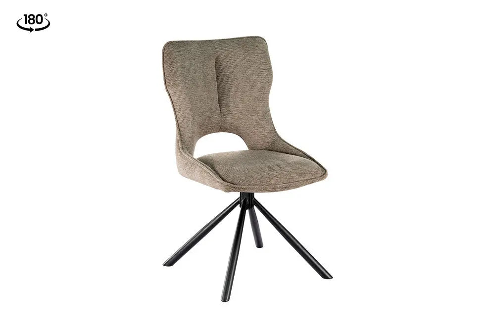 Chaise pivotante de salle à manger MORY en tissu poivre – 48 x 59,5 cm | TIKAYLA