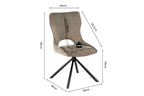 Chaise pivotante de salle à manger MORY en tissu poivre – 48 x 59,5 cm | TIKAYLA