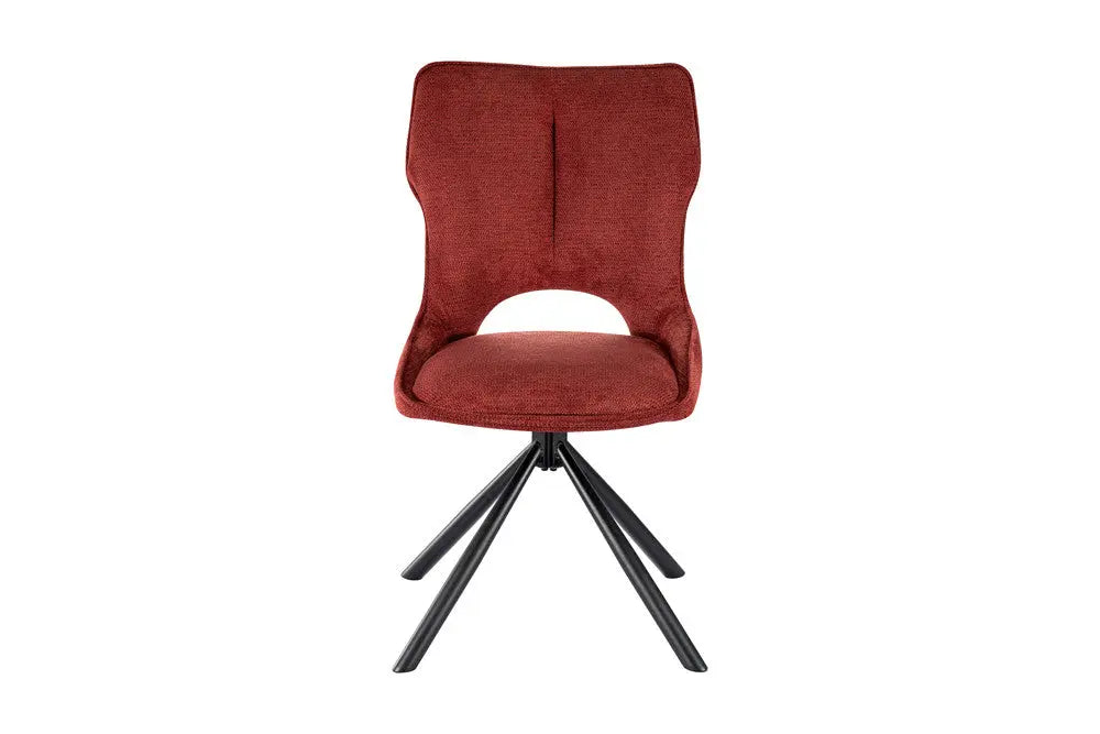 Chaise pivotante de salle à manger MORY en tissu rouge – 48 x 59,5 cm | TIKAYLA
