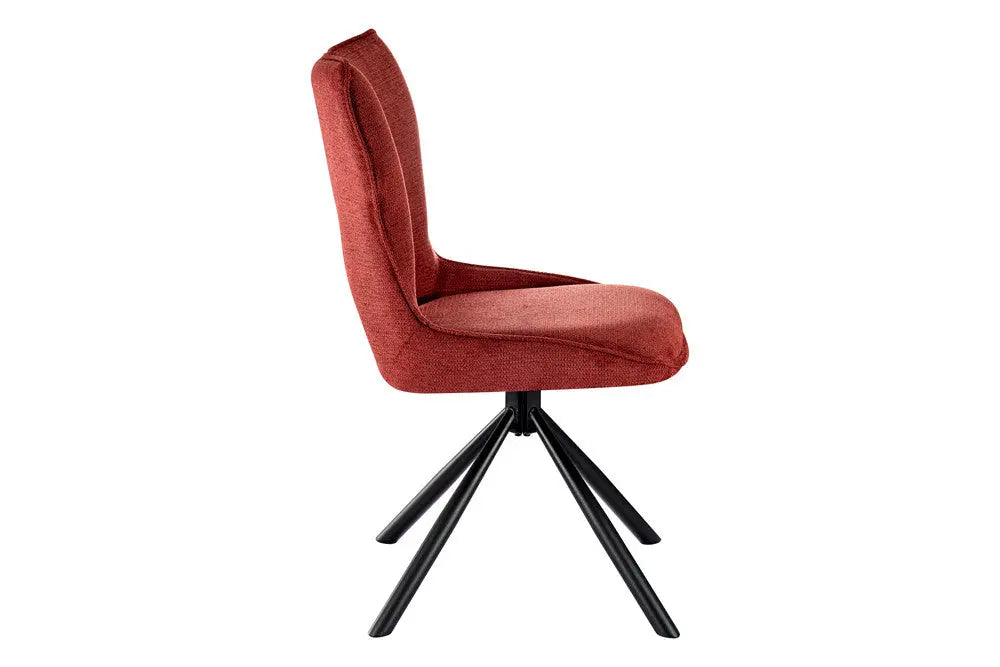 Chaise pivotante de salle à manger MORY en tissu rouge – 48 x 59,5 cm | TIKAYLA