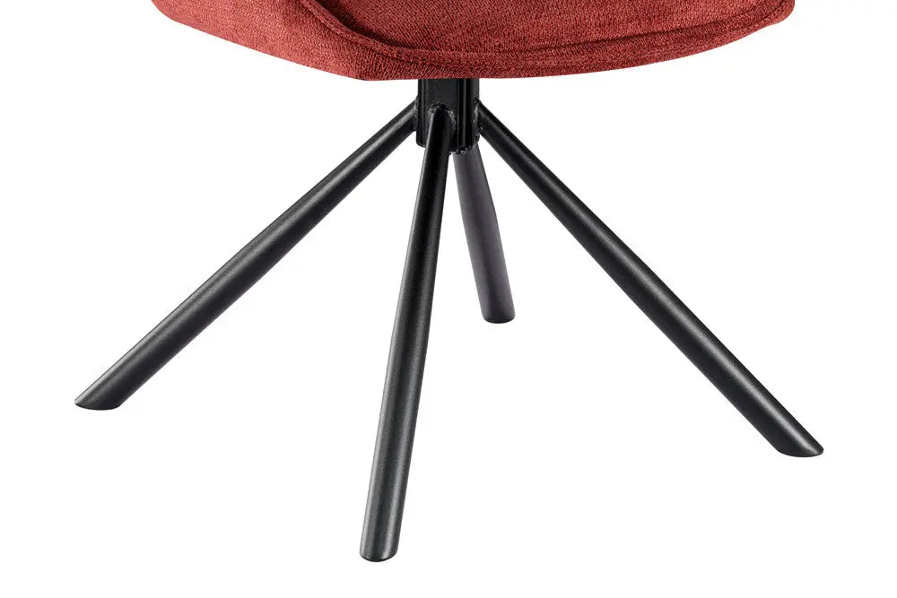 Chaise pivotante de salle à manger MORY en tissu rouge – 48 x 59,5 cm | TIKAYLA