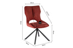 Chaise pivotante de salle à manger MORY en tissu rouge – 48 x 59,5 cm | TIKAYLA