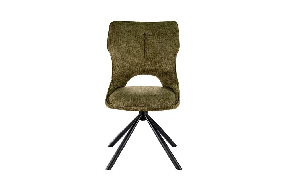Chaise pivotante de salle à manger MORY en tissu vert – 48 x 59,5 cm | TIKAYLA