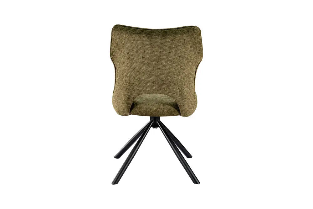 Chaise pivotante de salle à manger MORY en tissu vert – 48 x 59,5 cm | TIKAYLA
