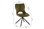 Chaise pivotante de salle à manger MORY en tissu vert – 48 x 59,5 cm | TIKAYLA
