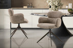 Chaise pivotante de salle à manger ROXANA, tissu poivre