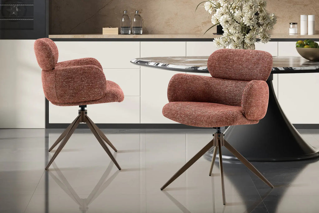 Chaise pivotante de salle à manger ROXANA, tissu rouille
