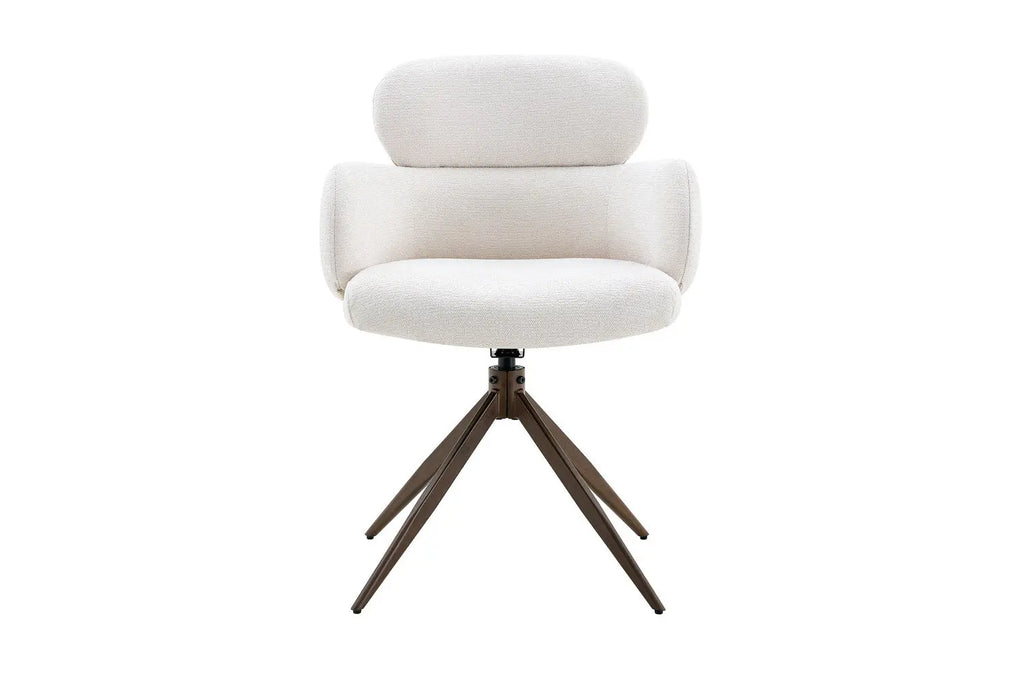 Chaise pivotante de salle à manger ROXANA, tissu blanc