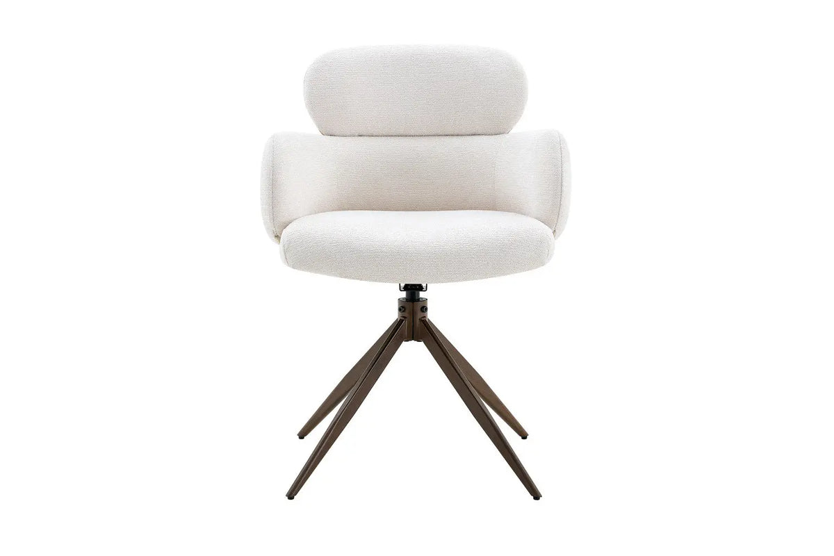 Chaise pivotante de salle à manger ROXANA, tissu blanc