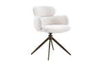 Chaise pivotante de salle à manger ROXANA, tissu blanc