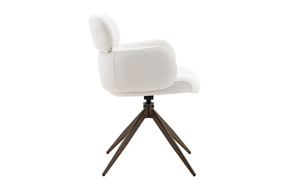 Chaise pivotante de salle à manger ROXANA, tissu blanc
