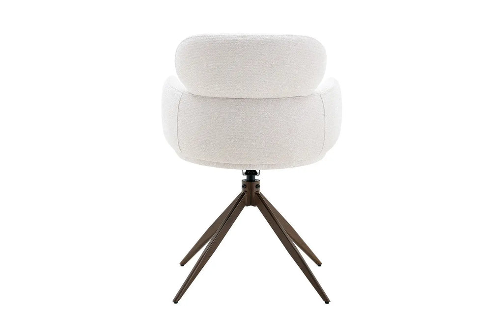 Chaise pivotante de salle à manger ROXANA, tissu blanc