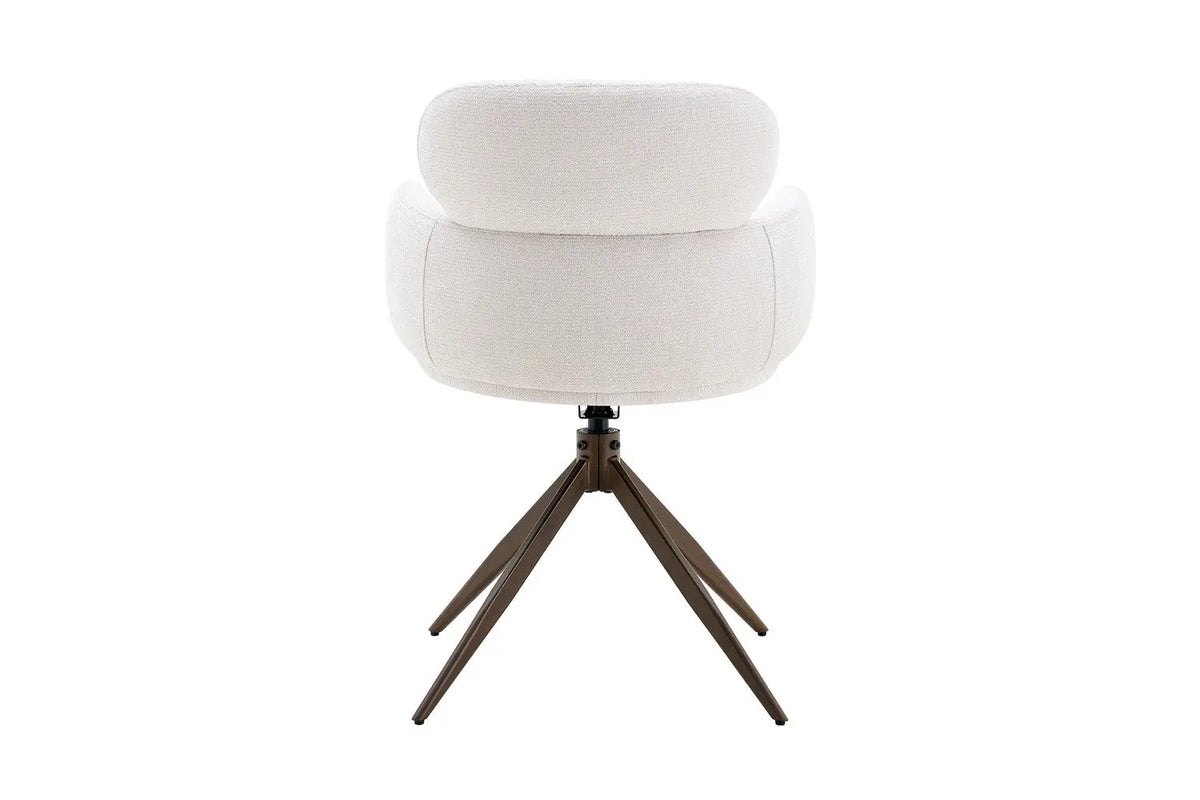 Chaise pivotante de salle à manger ROXANA, tissu blanc