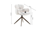 Chaise pivotante de salle à manger ROXANA, tissu blanc